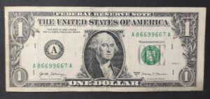etats unis d'amérique usa billet de 1 dollar 2017 a (1) boston ma