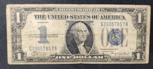 rare etats unis d'amérique usa billet de 1 dollar série 1934