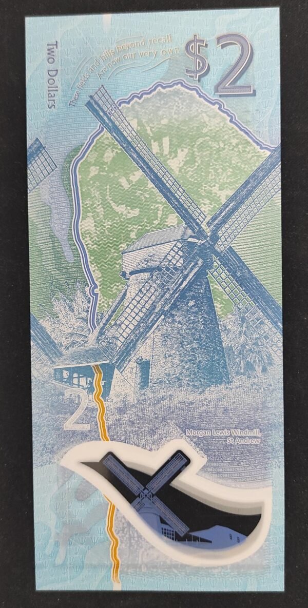 ile barbade billet de 2 dollars de 2022 neuf ( unc )