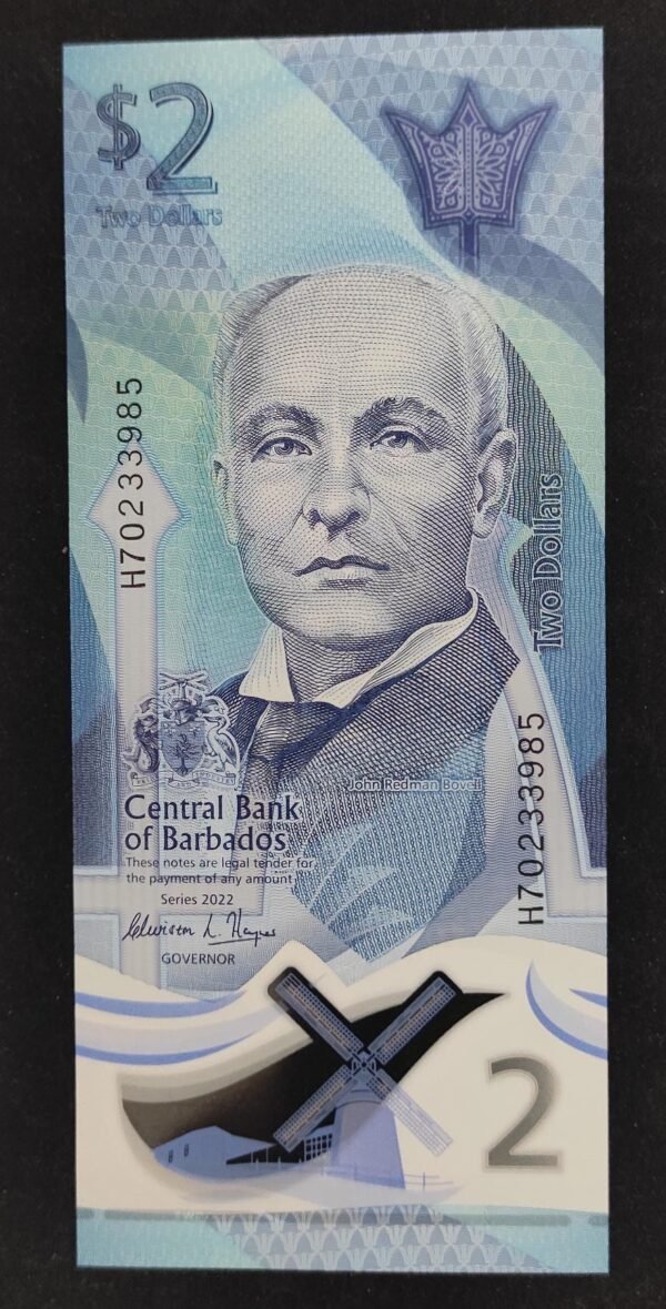 ile barbade billet de 2 dollars de 2022 neuf ( unc )