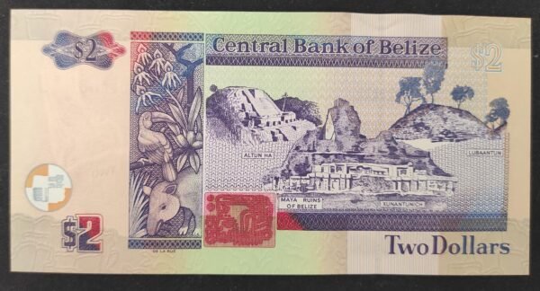 belize billet de 2 dollars 2021 pick 66 reine elizabeth ii neuf ( unc )