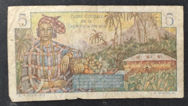 caisse centrale de la france d'outre mer billet de 5 francs bougainville 1947