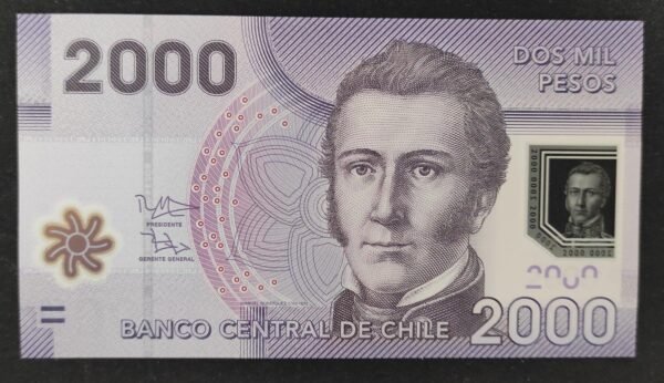 chili billet de 2000 pesos polymère 2014 pick 162d neuf ( unc )