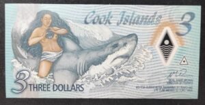 pacifique sud iles cook billets de 3 dollars polymere 2021 p 11 neuf ( unc )