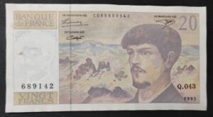 france billet de 20 francs debussy de 1993 q.043 ref : f.66bis/05