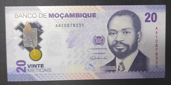 mozambique billet de 20 meticais polymère de 2024 neuf unc