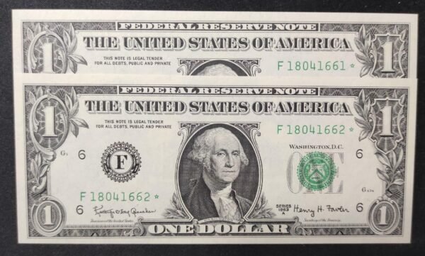 rare usa star note billet de 1 dollar de1963 f(6) atlanta géorgie neuf ( unc )