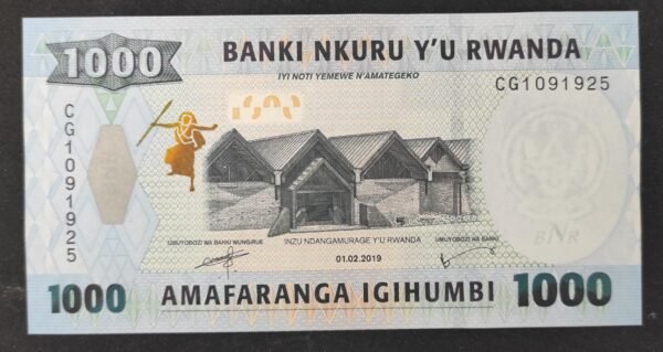 rwanda billet de 1 000 francs du 01/02/2019 pick 39 neuf ( unc )