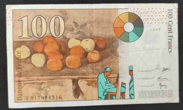 france billet de 100 francs cézanne 1997 ref : f.74/01