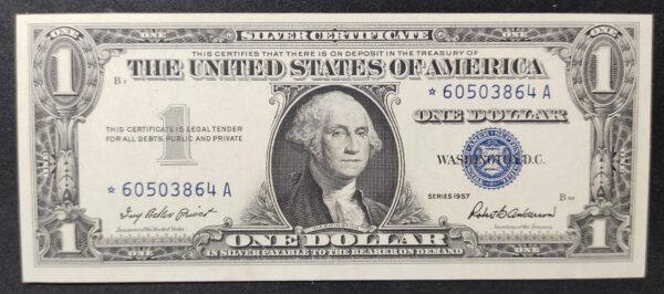 rare usa star note billet de 1 dollar série 1957 b sceau bleu neuf ( unc ) (copie)