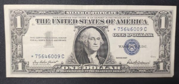 rare usa star note billet de 1 dollar 1957 sceau bleu ! (copie)