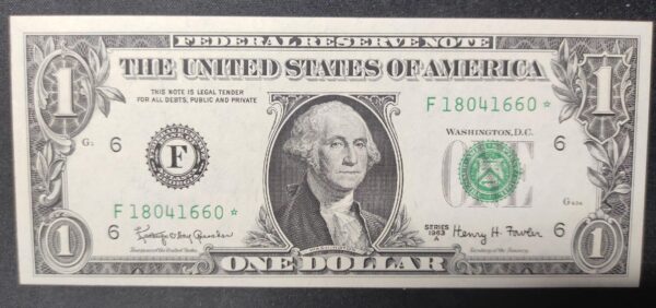 rare usa star note billet de 1 dollar de1963 f(6) atlanta géorgie neuf ( unc )