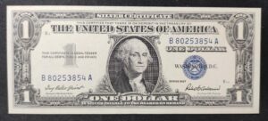 rare usa billet de 1 dollar série 1957 sceau bleu neuf ( unc )