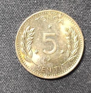 ile de tonga pacifique sud piece de 5 seniti 1974 seulement 75 000 exemplaires.