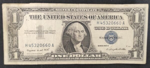 usa etats unis d'amérique billet de 1 dollar série b 1957 sceau bleu ! (copie)