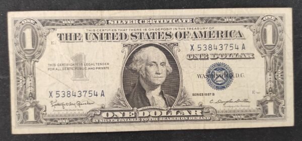 usa etats unis d'amérique billet de 1 dollar série b 1957 sceau bleu !