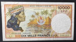 territoire français du pacifique billet de 10 000 francs ( ieom ) l.1 de 1985 ! territoire français du pacifique billet de 10 000 francs ( ieom ) l.1 de 1985 !