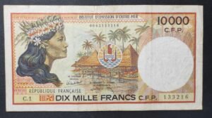 territoire français du pacifique billet de10 000 francs ( ieom ) c.1 de 1985 !