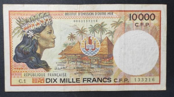 territoire français du pacifique billet de10 000 francs ( ieom ) c.1 de 1985 !