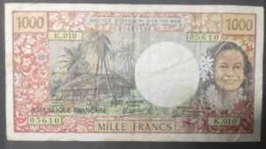 rare polynésie française 1000 francs sans république française mention papeete !