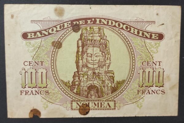 tres rare nouvelle calédonie 100 francs minerve marron 1943 type ii km426