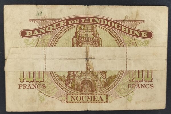 tres rare nouvelle calédonie 100 francs minerve marron 1943 type ii km426 (copie)