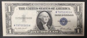 rare usa etats unis d'amérique billet de 1 dollar 1935 e sceau bleu spl