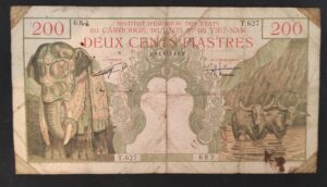 rare indochine française billet 200 piastes type 1953 pick 109
