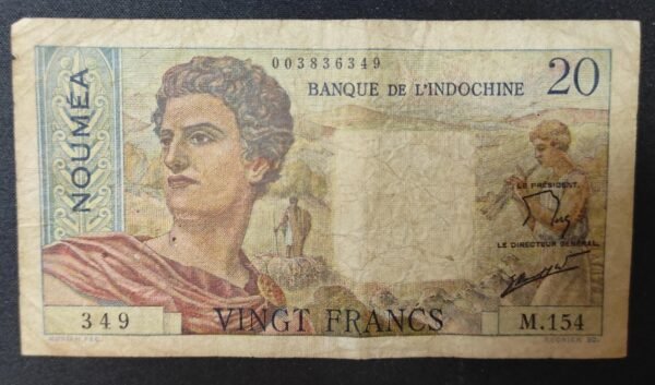 nouvelle calédonie 20 francs " nouméa " jeune berger banque de l'indochine n.161 (copie)