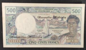 billet de 500 francs des nouvelles hébrides alphabet a.1 ! (copie)