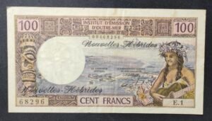 nouvelles hébrides billet de 100 francs e.1 n°68296