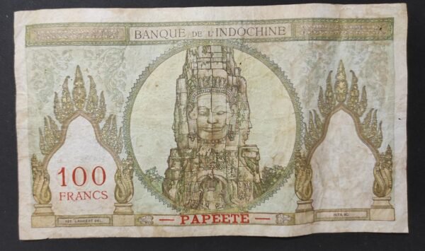 polynésie française billet de 100 francs ruines d'angkor " papeete " km.513.e