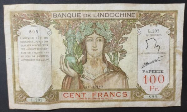 polynésie française billet de 100 francs ruines d'angkor " papeete " km.513.e