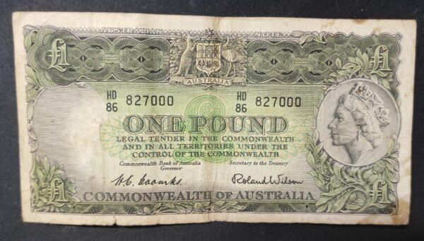 australie billet de one pound commonwealth of australia pick 30 1953/60 (copie)