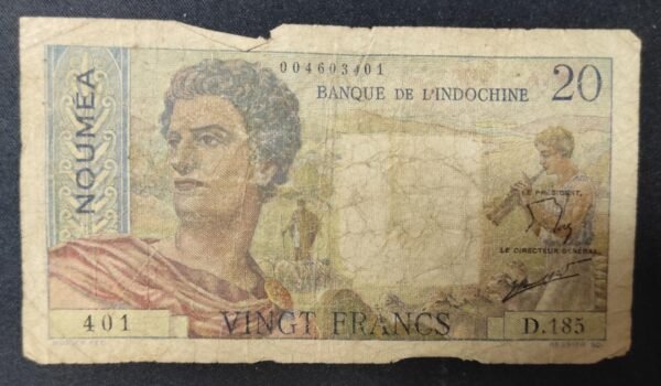 nouvelle calédonie 20 francs " nouméa " jeune berger banque de l'indochine d.185