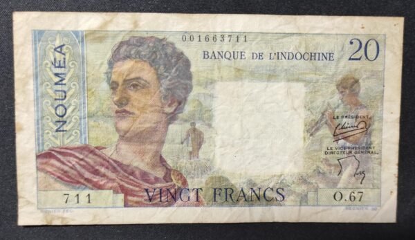 nouvelle calédonie 20 francs " nouméa " jeune berger banque de l'indochine n.161 (copie)