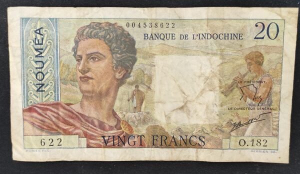 nouvelle calédonie 20 francs " nouméa " jeune berger banque de l'indochine m.154 (copie)