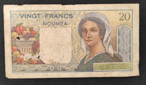 nouvelle calédonie 20 francs " nouméa " jeune berger banque de l'indochine n.161 (copie)