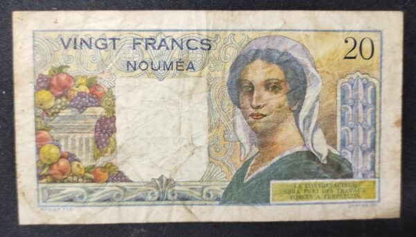 nouvelle calédonie 20 francs " nouméa " jeune berger banque de l'indochine n.161 (copie)