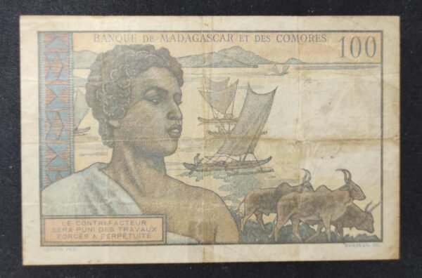 madagascar et comores billet 100 francs 1950 pick 46