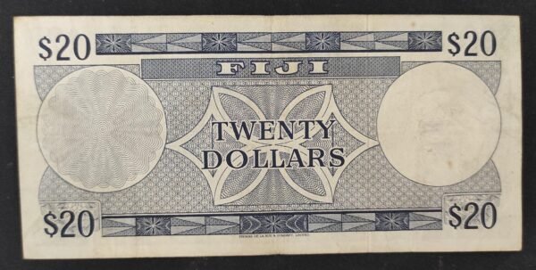 rare iles fidji pacifique sud, billet de 20 dollars 1974 pick 75