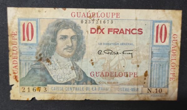 rare guadeloupe billet de 10 francs colbert type 1946
