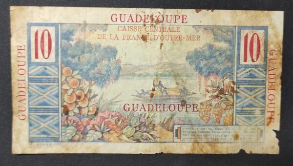 rare guadeloupe billet de 10 francs colbert type 1946
