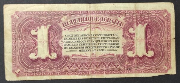 très rare république de haïti billet de 1 gourde de 1892 pick 101