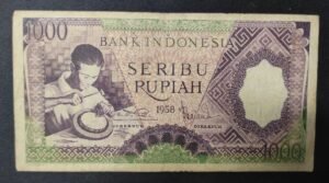 indonésie billet de 1000 roupies de 1958 maison traditionnel minangkabau pick 62 (copie)