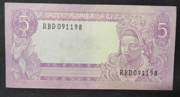 indonésie billet de 5 roupies de 1958 pick 82 neuf ( unc )