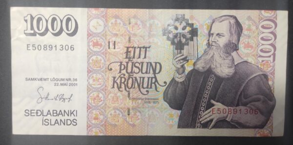 islande billet de 1000 kronur du 22/05/2001 pick 59 spl (copie)