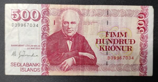 islande billet de 500 kronur du 22/05/2001 pick 58 circulé (copie)