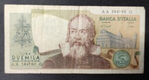 italie billet de 2000 lire 1976 pick 103 galilée astronomie (copie)