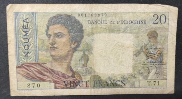 nouvelle calédonie 20 francs " nouméa " jeune berger banque de l'indochine n.161 (copie)